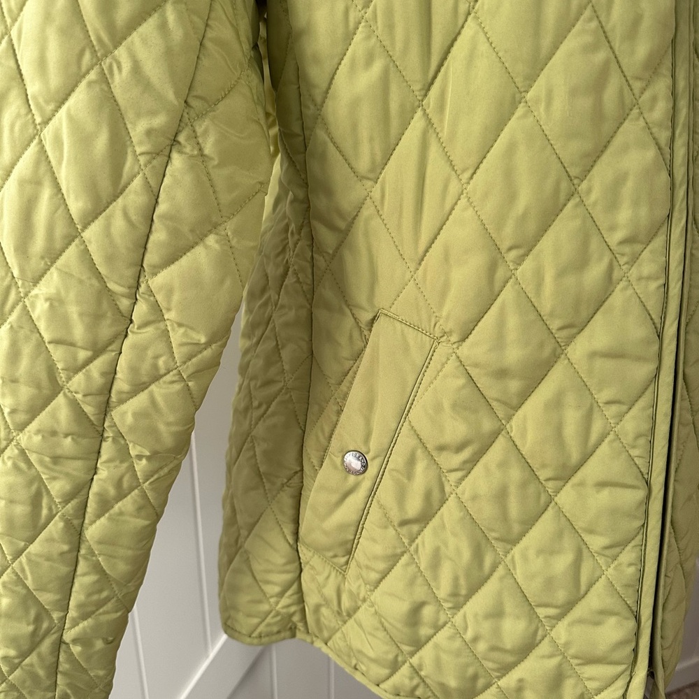 Lands’ End Quilted Jacket Women Small Green Lightweight Zip Coat Snap Pockets - Picture 3 of 7
